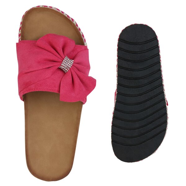 Stiefelparadies Damen Pantoletten in Fuchsia Weihnachtsangebot