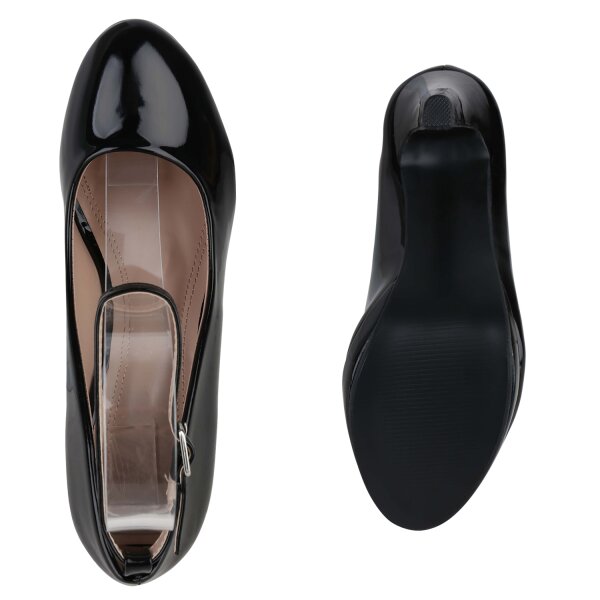 Stiefelparadies Damen Klassische Pumps in Schwarz Lack Vatertagsangebot