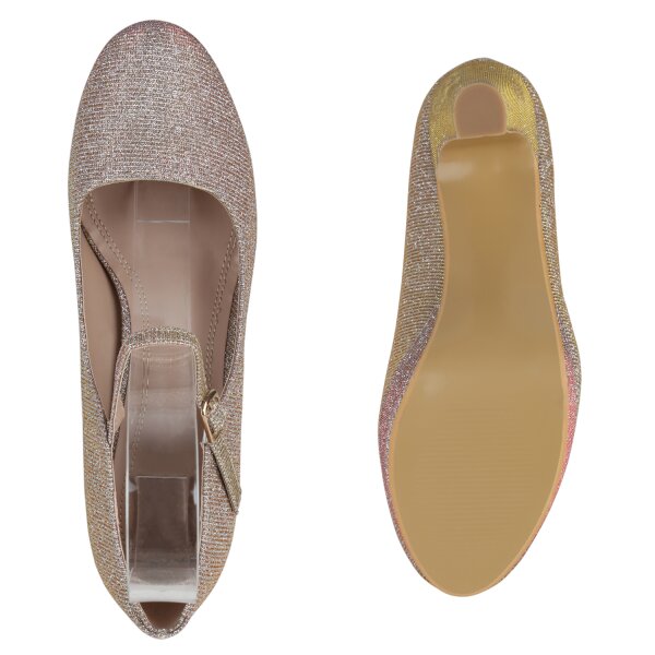 Stiefelparadies Damen Mary Janes in Rose Gold Jubiläumsangebot