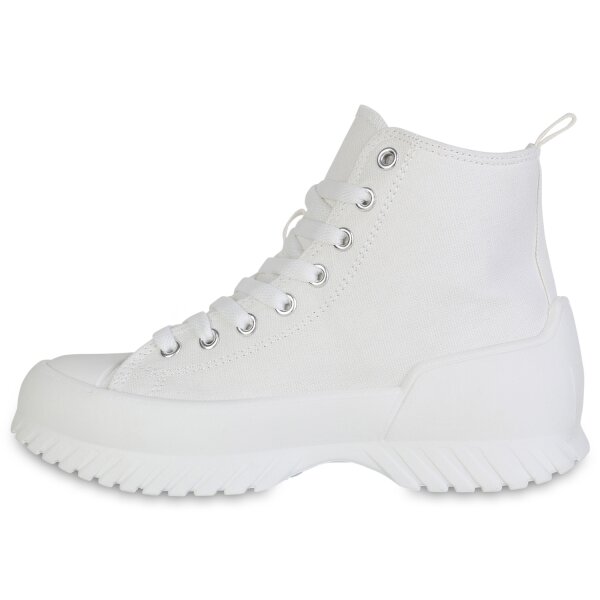 Stiefelparadies Damen Sneaker high in Weiss Zeitlich begrenztes Angebot