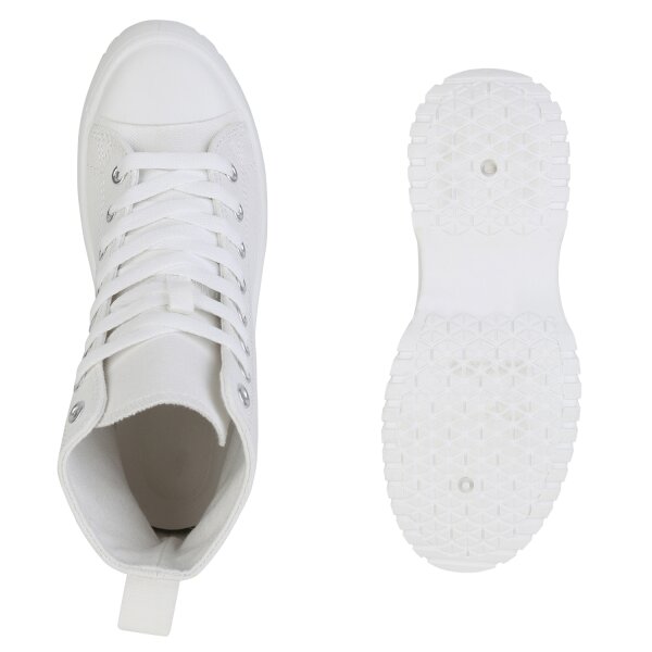 Stiefelparadies Damen Sneaker high in Weiss Zeitlich begrenztes Angebot