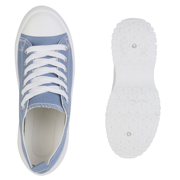 Stiefelparadies Damen Sneaker low in Blau Exklusive Angebote