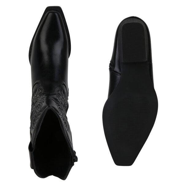 Stiefelparadies Damen Cowboy Boots in Schwarz Blitzangebot