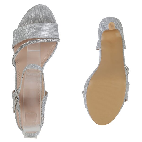 Stiefelparadies Damen High Heels in Silber Neuheiten