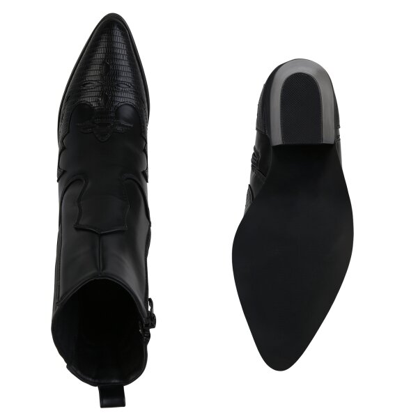 Stiefelparadies Damen Cowboy Boots in Schwarz Wochenangebot