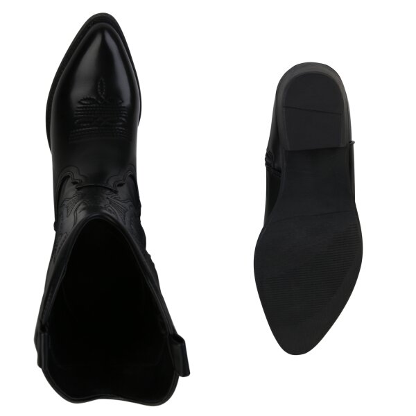 Stiefelparadies Damen Cowboystiefel in Schwarz Begrenzte Freigabe