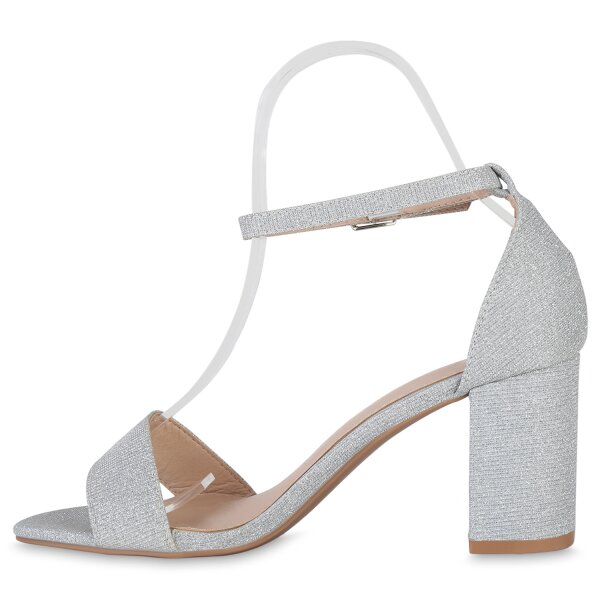 Stiefelparadies Damen Riemchensandaletten in Silber Discount Store für neue Produkte