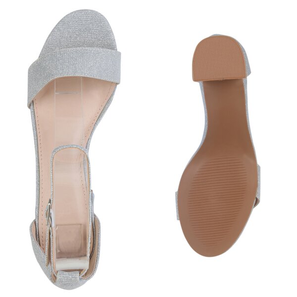 Stiefelparadies Damen Riemchensandaletten in Silber Discount Store für neue Produkte